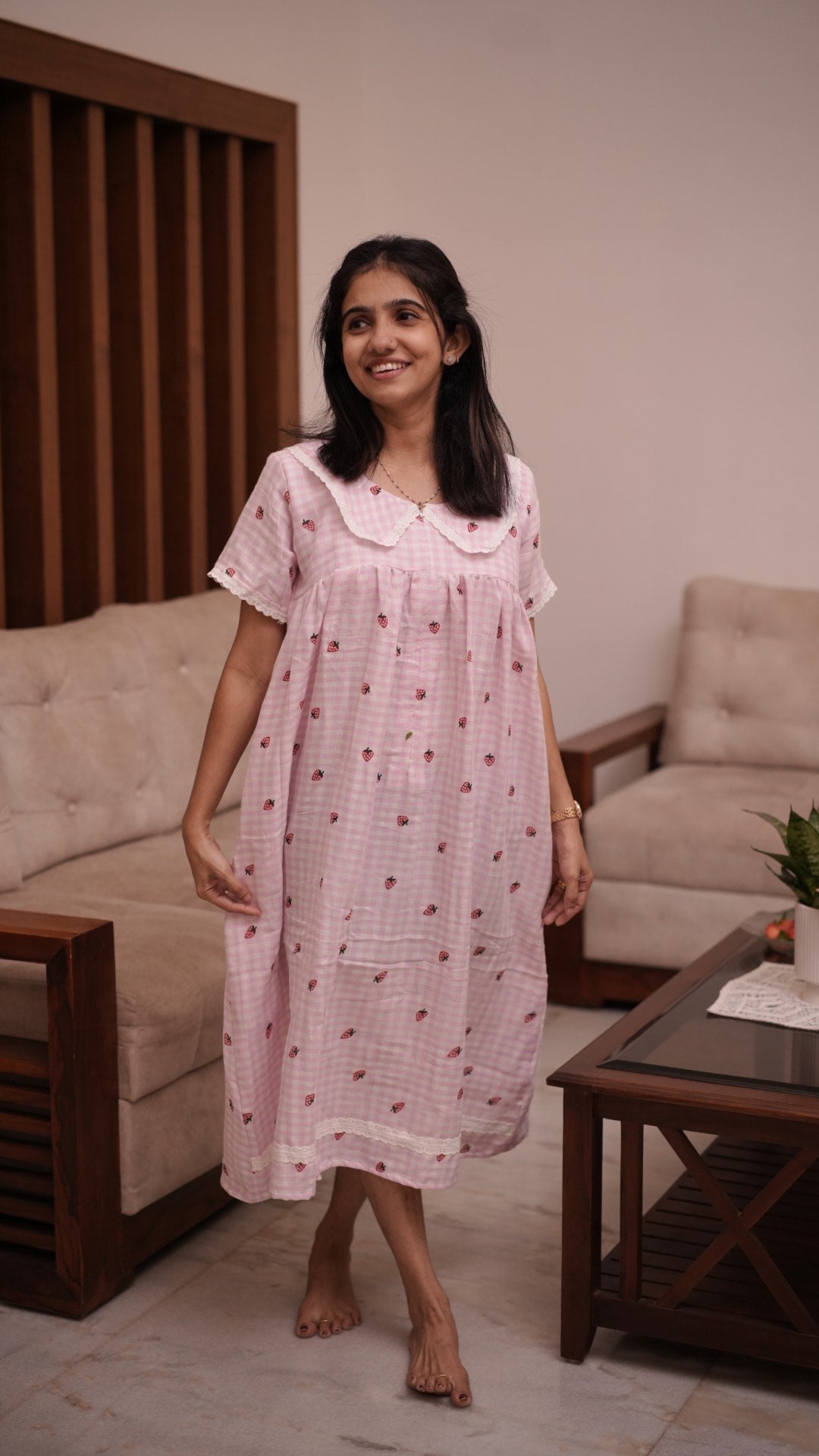 Strawberry checks dress