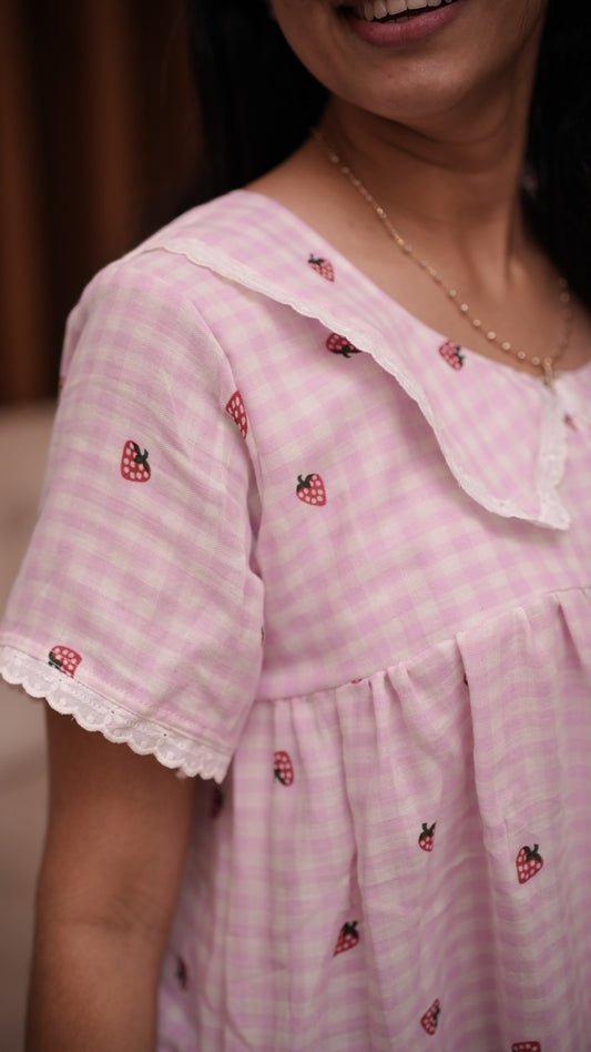 Strawberry checks dress