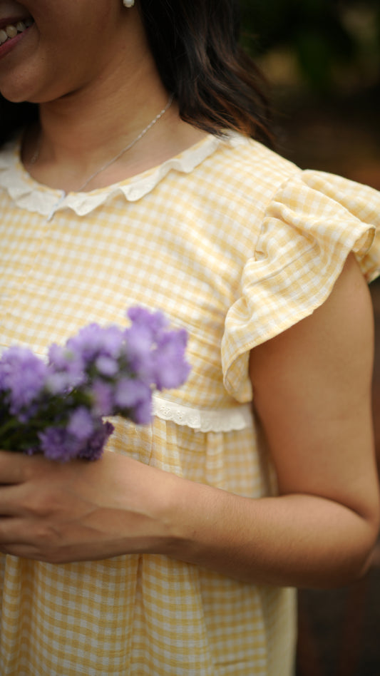 Yellow checks dress