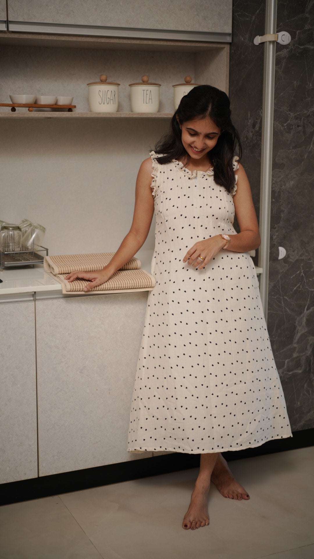 Black and white hearts dress